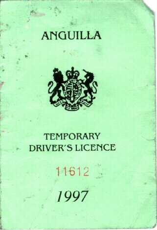 Anguilla Driver's License, good for 3 months