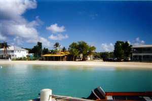 Johnnos beach bar at Sandy Ground beach